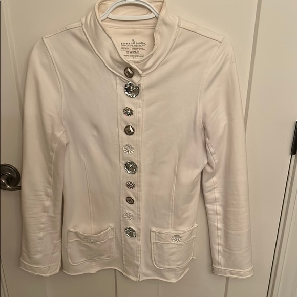 Neon Buddha White designed in Canada 🇨🇦 Jacket with sparkly buttons, XS - Picture 1 of 6